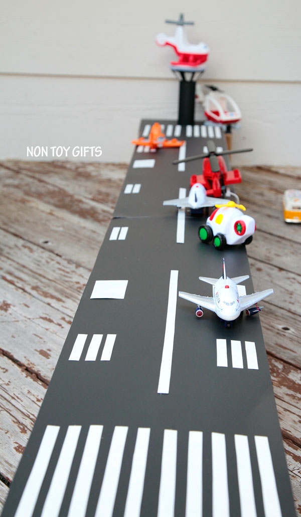DIY cardboard airport toy to make for kids. | at Non Toy GIfts