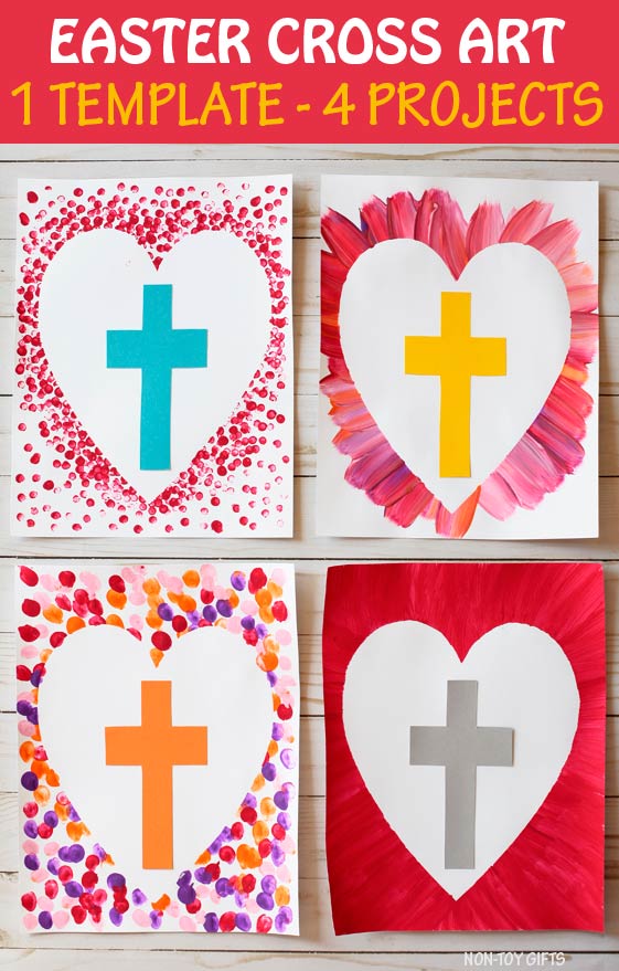 Easter cross art project for kids to make for Easter. Easter religious craft for Sunday School. #crosscrsft #Eastercraft #nontoygifts