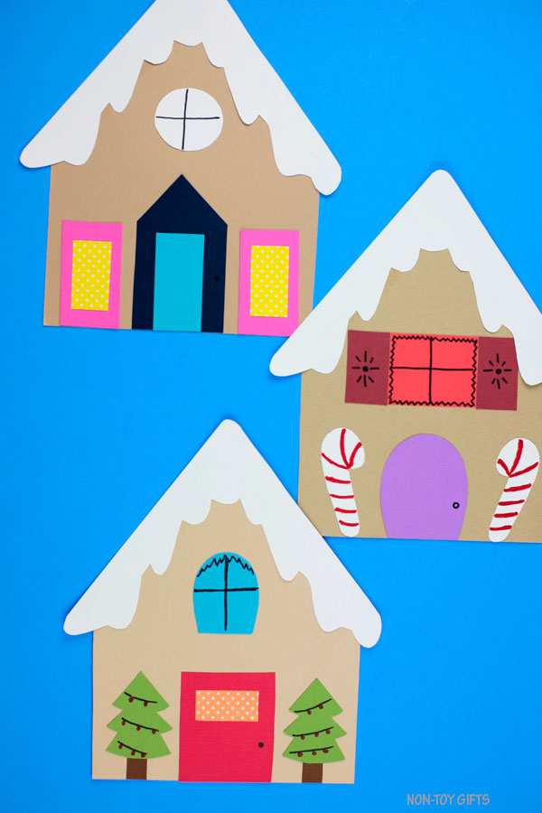 Best Christmas Paper Crafts featured by top Seattle lifestyle blogger, Marcie in Mommyland: Paper gingerbread house craft