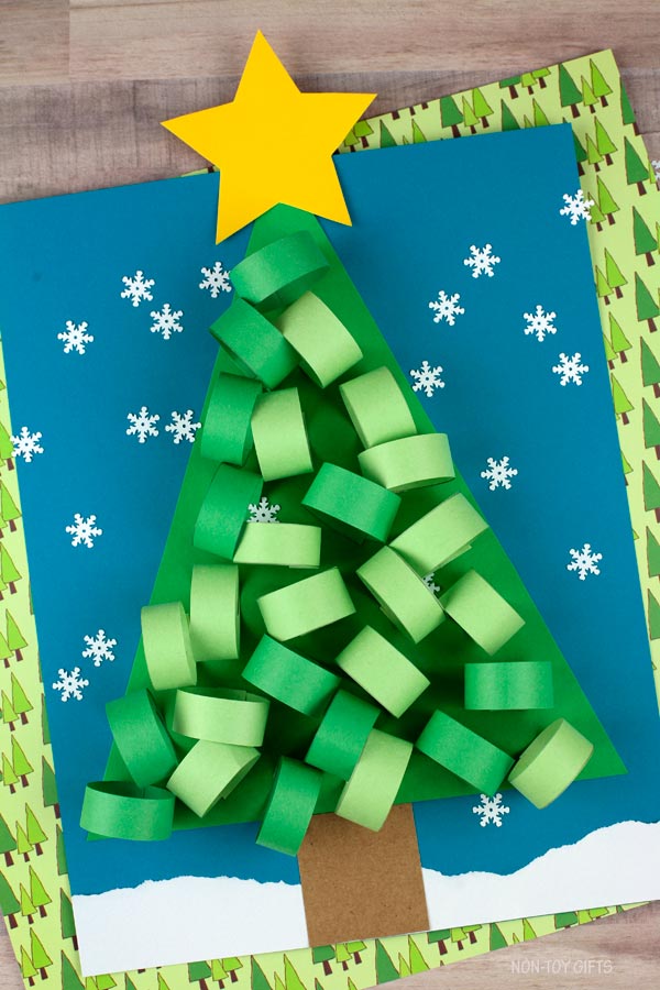 Construction Paper Christmas Tree Craft [Free Template] - Non-Toy Gifts