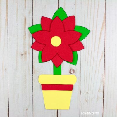 Paper Poinsettia Craft For Kids [Printable Template] - Non-Toy Gifts