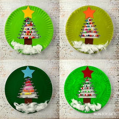 Christmas Tree Paper Plate Craft For Kids [ FREE Printable] - Non-Toy Gifts