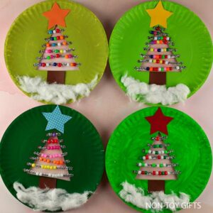 Christmas Tree Paper Plate Craft For Kids [ FREE Printable] - Non-Toy Gifts