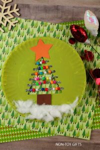 Christmas Tree Paper Plate Craft For Kids [ FREE Printable] - Non-Toy Gifts