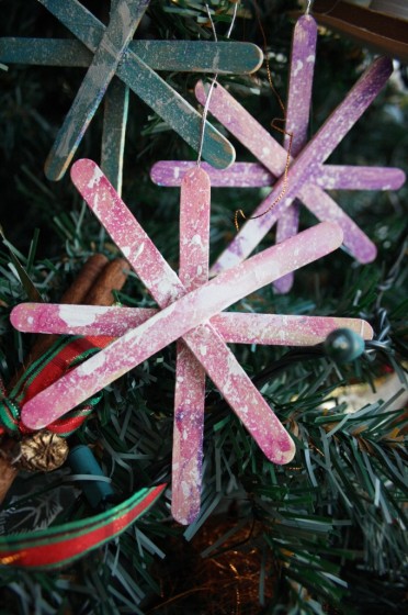 Craft stick snowflake ornaments