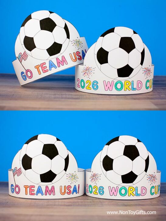 2026 World Cup Paper Hats Craft For Kids - FREE PRINTABLE - Non-Toy Gifts